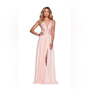 Faviana Pink Lace Prom Dress